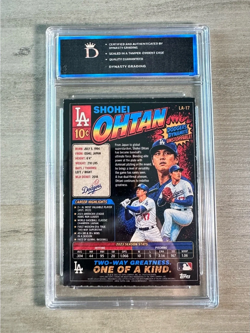Shohei Ohtani 2025 Unstoppable 10 Cents Holo Gem Mint 10 Novelty Baseball Card.